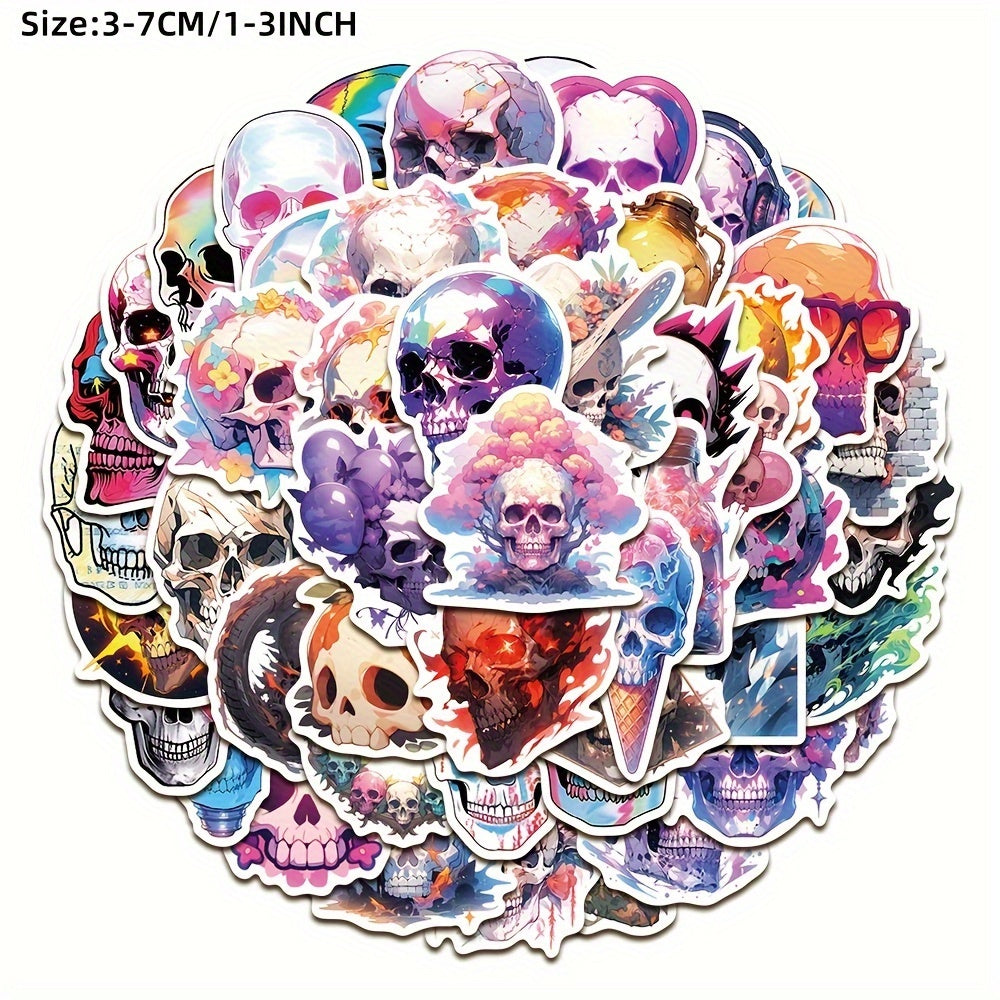 50pcs Laser Skull Series Graffiti Stickers Waterproof DIY Handbook Sticker Pack