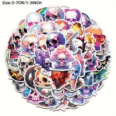 50pcs Laser Skull Series Graffiti Stickers Waterproof DIY Handbook Sticker Pack
