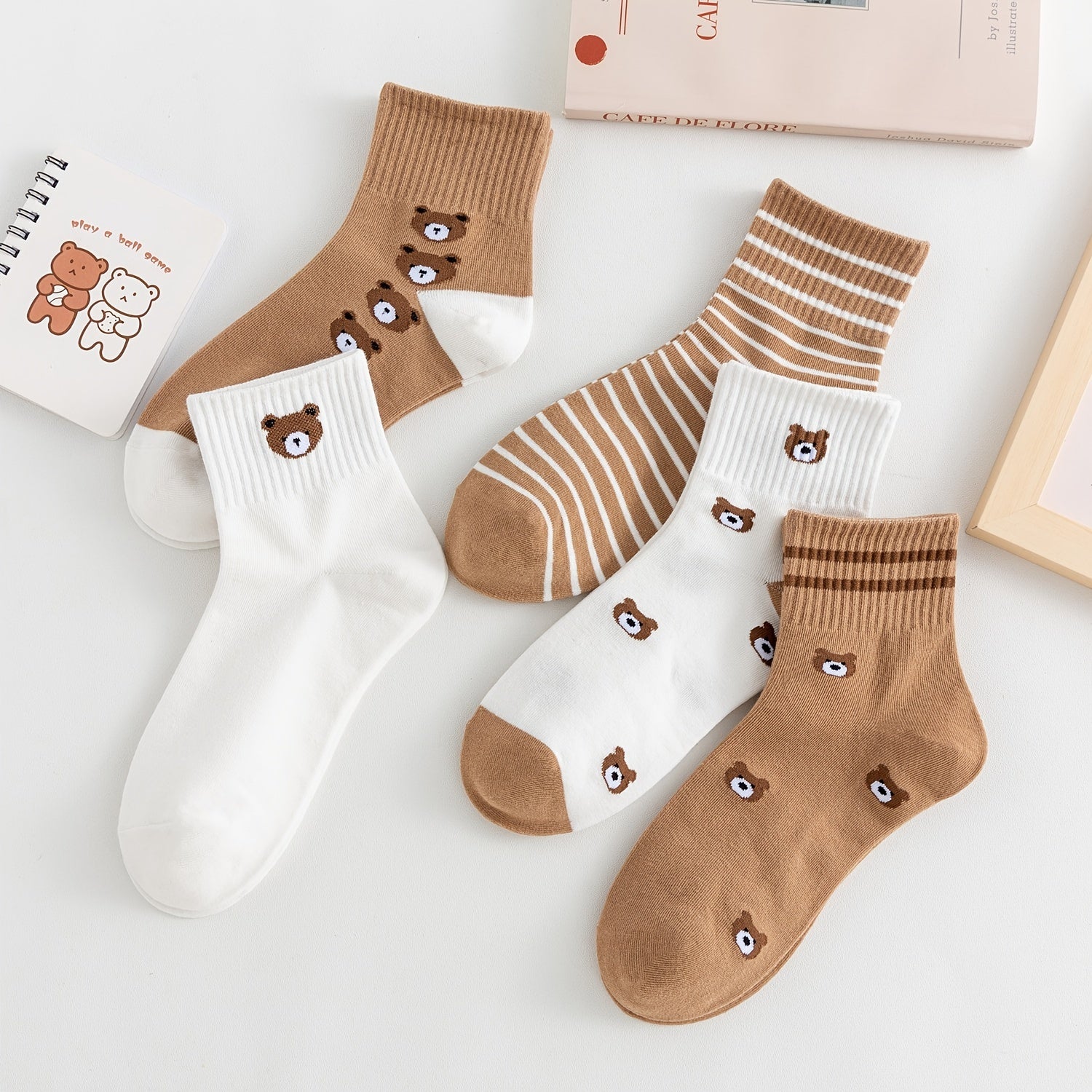 5 Pairs Women's Bear Tube Socks