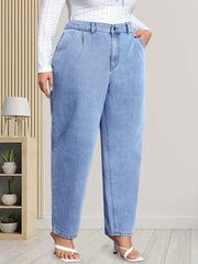 Button Fly High Rise Baggy Jeans