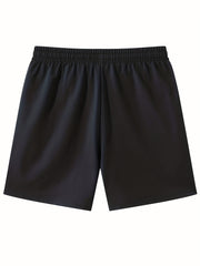 Men's Casual Solid Color Elastic Waist Drawstring Shorts for Summer