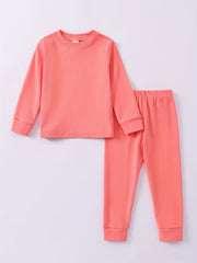 Girls Pajamas Family Outfit Round Neck Long Sleeve Top & Pants Set