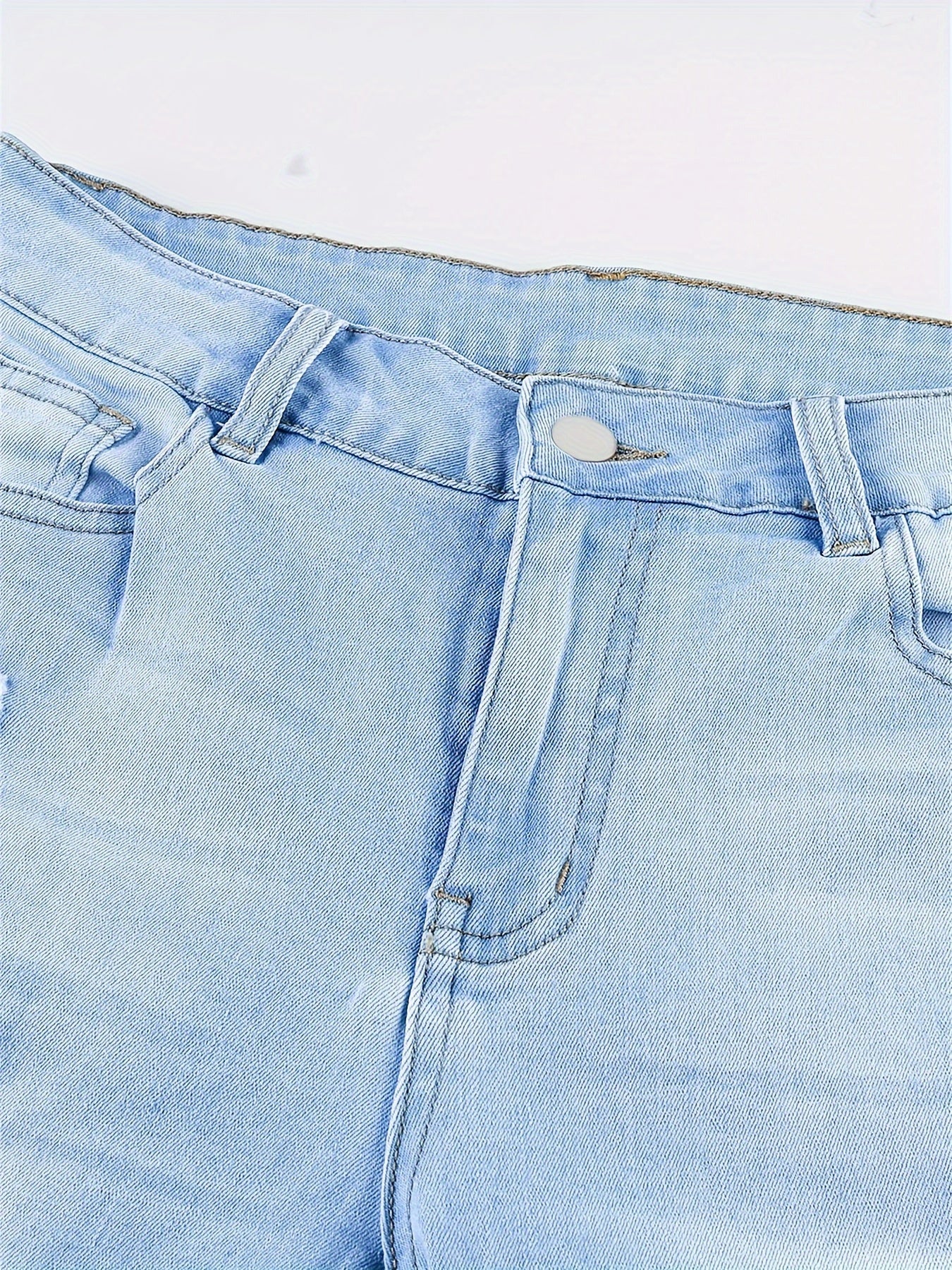 Washed Ripped Button Fly Jeans