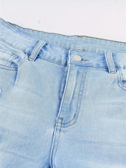 Washed Ripped Button Fly Jeans