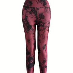Tie Dye Printed Yoga Leggings Tummy Control Workout Tight Pants
