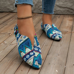 Colorblock Buckle Decor Mules Slip-On Low Flat Boho Shoes