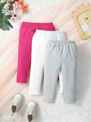 3pcs Cotton Comfortable Girls Long Pants Set Toddler Baby Stylish Trousers