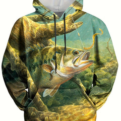 3D Print Fish Hoodie Men Comfy Loose Pullover Hooded Autumn Winter