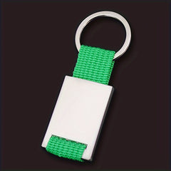 Square Shape Metal Keychain With Woven Tape 8 3 23inch Keyring