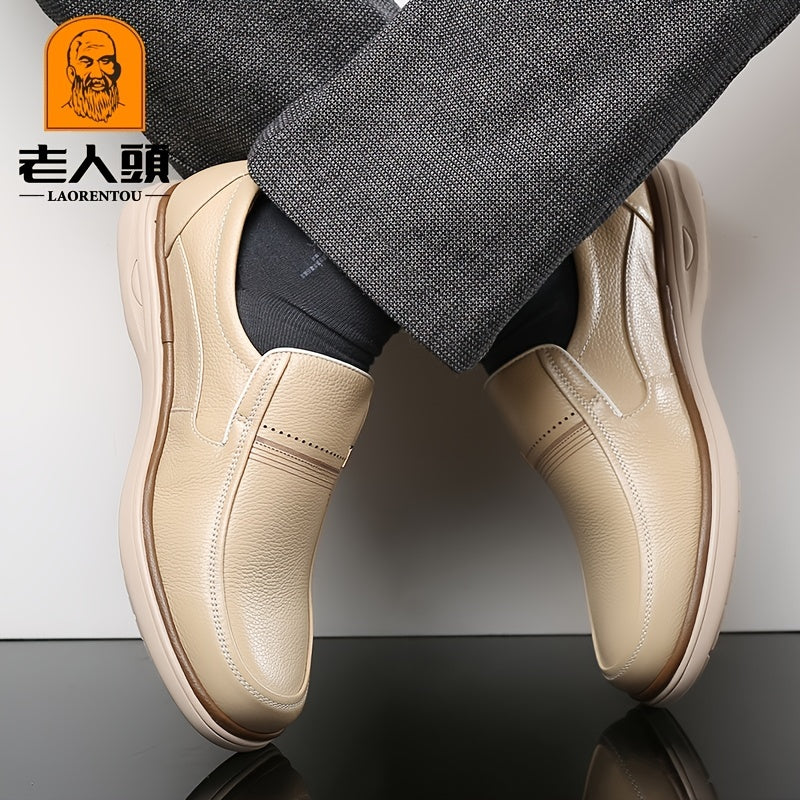 LAORENTOU Men's Leather Slip On Oxfords