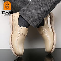 LAORENTOU Men's Leather Slip On Oxfords