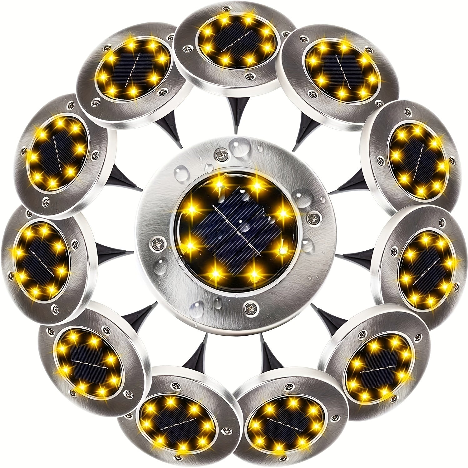 8 LED Solar Ground Lights Outdoor Waterproof Solar Floor Lights Garden Lights