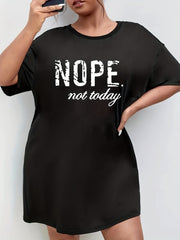 Slogan Print Short Sleeve Tee Nightdress