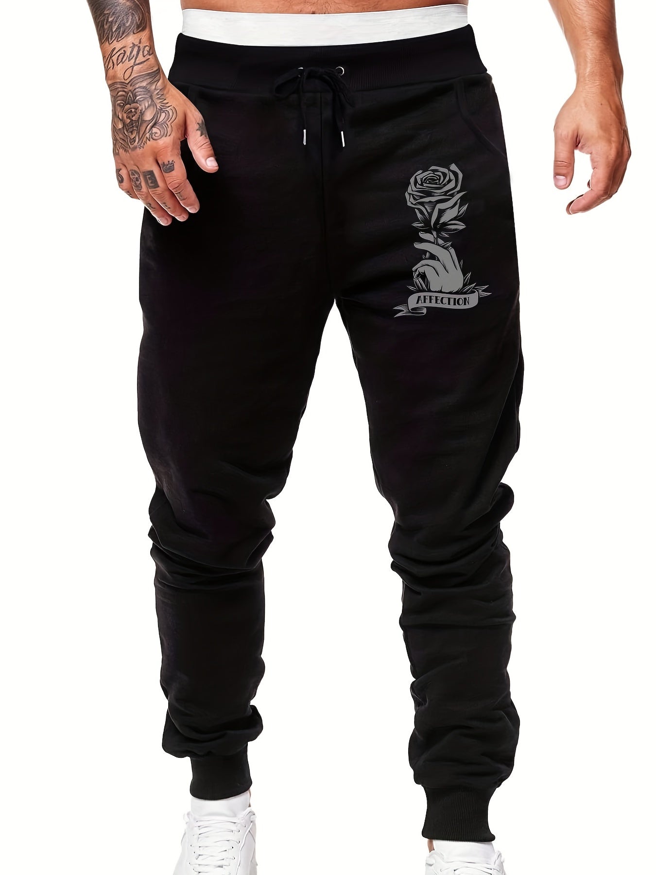 Affection Rose Men s Sports Pants Casual Drawstring Jogging Trousers