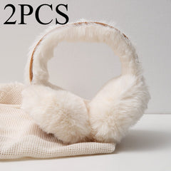 2pcs Faux Rabbit Fur Earmuffs for Women Soft Brown Winter Ear Warmers