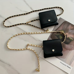 Braided Chain Belt with Detachable Waist Bag for Women