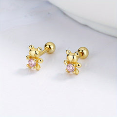 S925 Sterling Silver Bear Earstuds