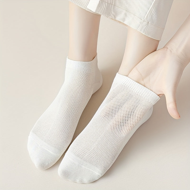 7 Pairs Solid Low Cut Sports Socks Women's Stockings & Hosiery
