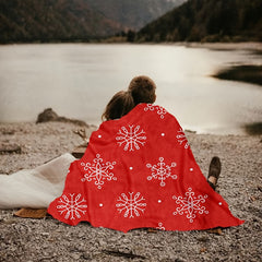 Christmas Snowflake Print Flannel Blanket Soft Warm Throw Blanket