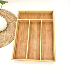 Bamboo Cutlery Drawer Divider Box for Forks Spoons Knives and Chopsticks