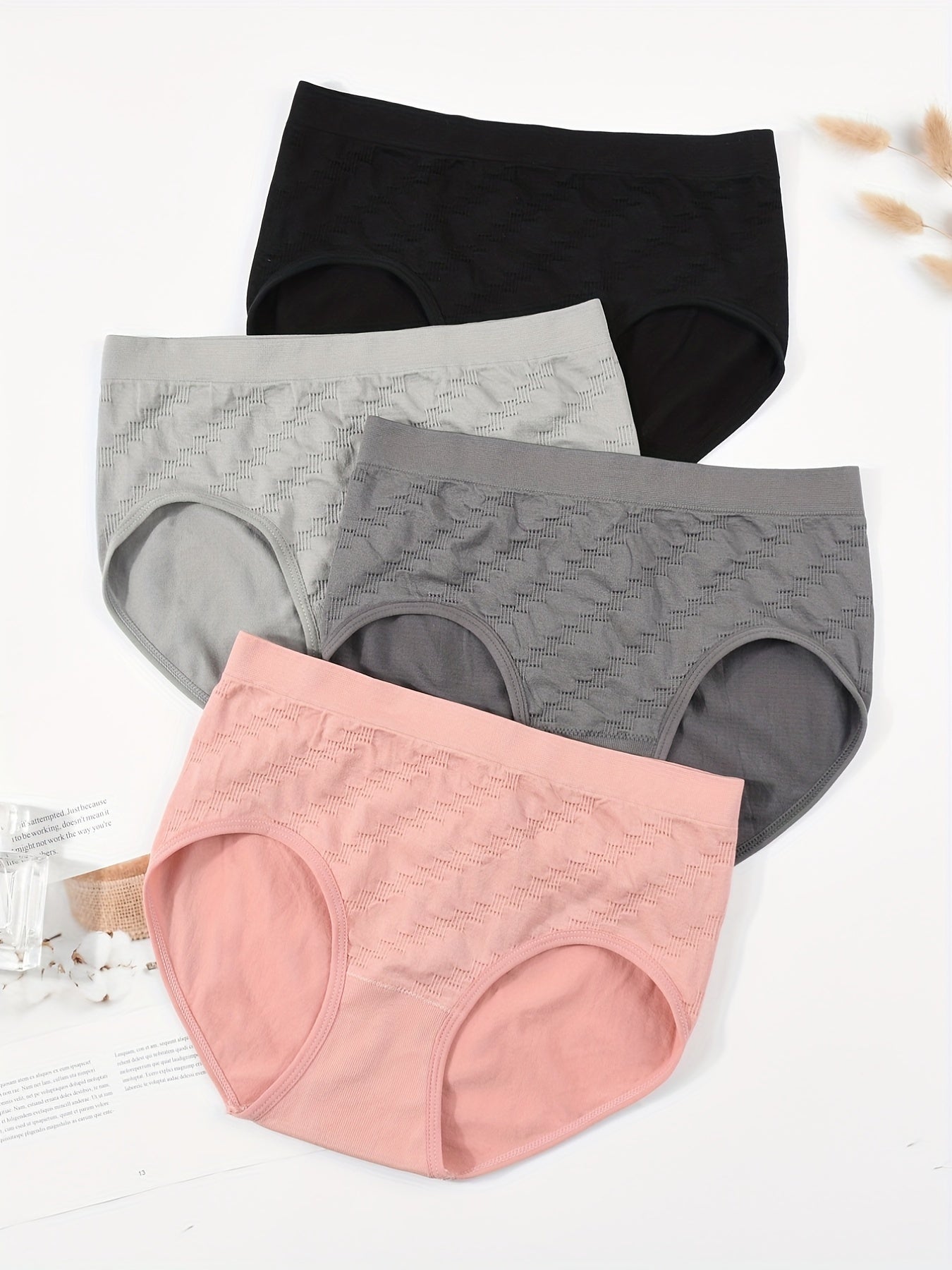 4pcs Comfy Mid Rise Panties Women's Lingerie