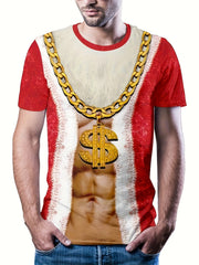Christmas 3D Print Men's Tee Shirt Casual Street Style Stretch Neck