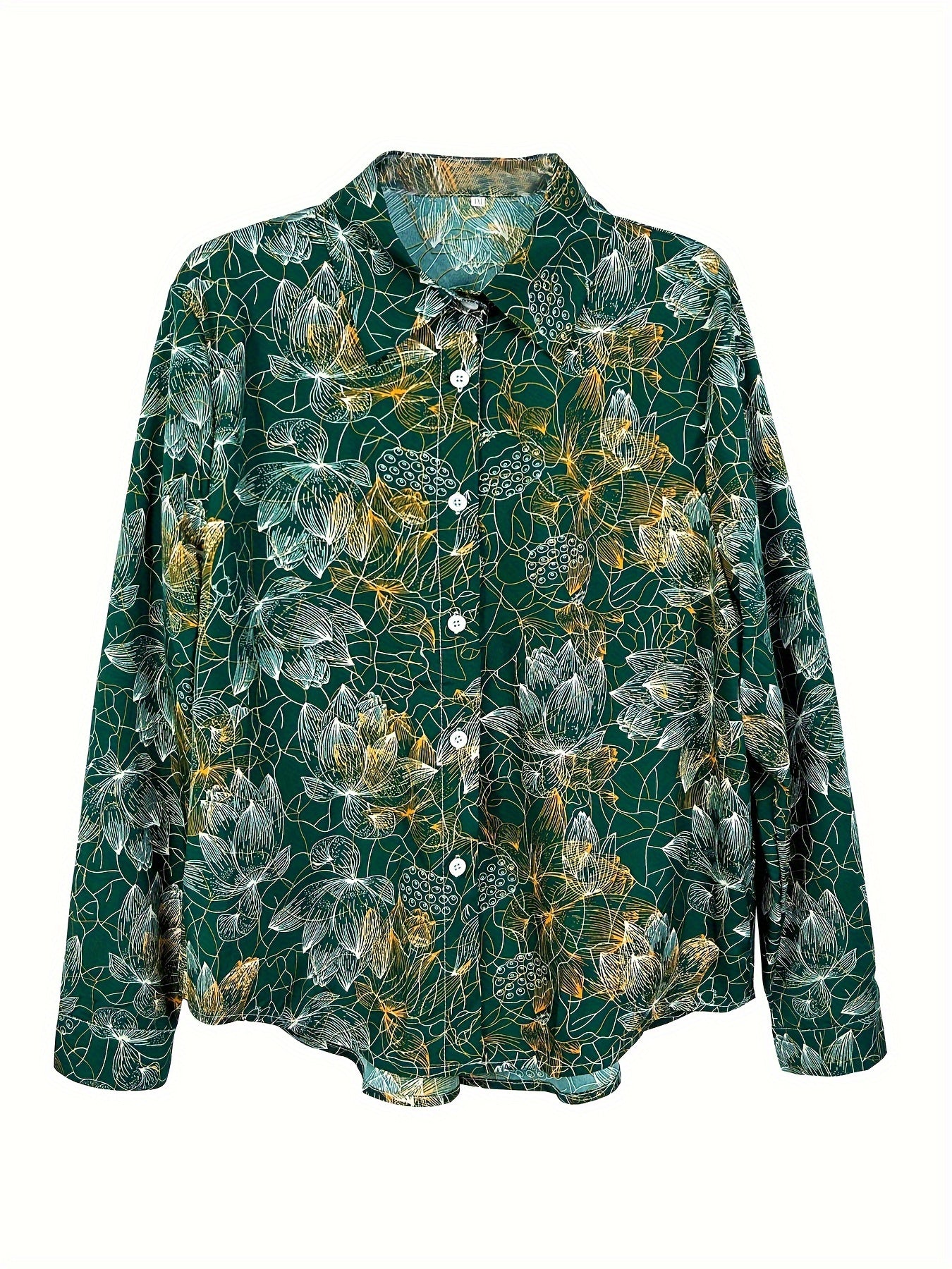 Floral Print Long Sleeve Button Up Shirt Top