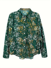 Floral Print Long Sleeve Button Up Shirt Top