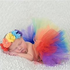 Newborn Baby Tutu Skirt Headband Set Infant Floral Hairband Dress