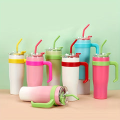 1200ml Stainless Steel Vacuum Cup With Handle, Leakproof, Straw, Outdoor Sports