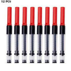 12pcs Fountain Pen Ink Cartridge Converter Refillable Plunger Universal