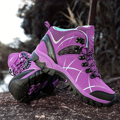 Women's Outdoor Hiking Boots Round Toe Lace Up Platform Shoes