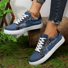 Women's Denim Skate Shoes Casual Low Top Walking Shoes
