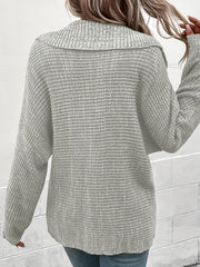 Women's Plus Size Knitted Pullover Sweater with Lapel Collar
