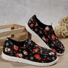 Christmas Pattern Casual Walking Shoes Lightweight Low Top Sport Flat Shoes