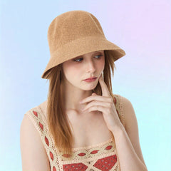 French Style Bucket Hat Solid Casual Sunshade Basin Hat