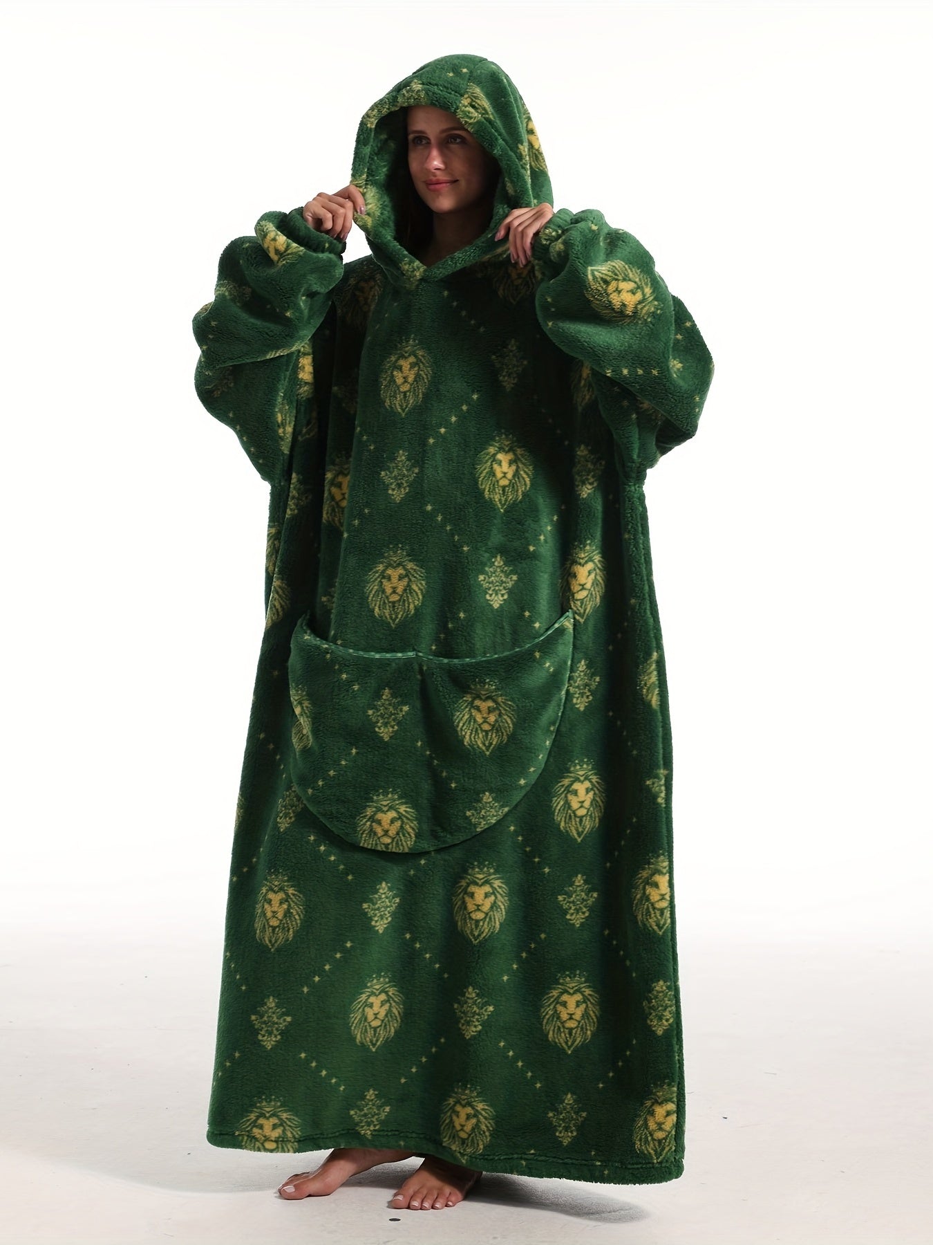 Flannel Hooded Nightgown Plus Panda Print Robe
