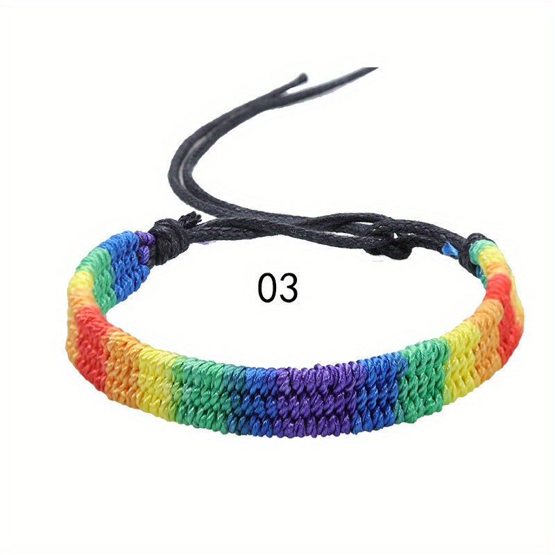 Bohemian Rainbow Hand Woven Bracelets Adjustable LGBT Pride Wristband