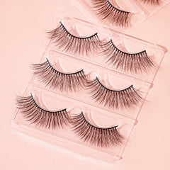 3 Pairs Fluffy Natural Look Faux Mink Lashes Soft Reusable Eyelashes