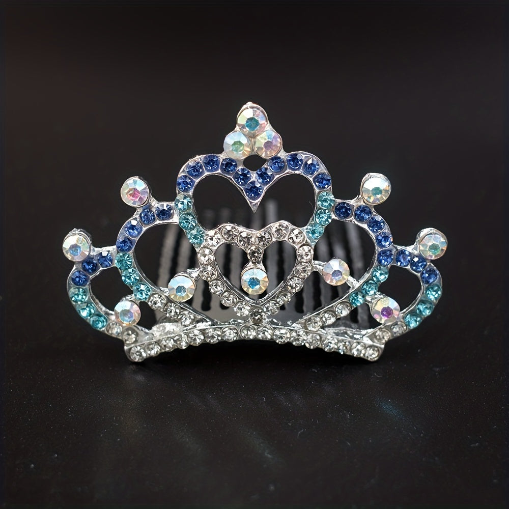 Rhinestone Crown Comb Tiara Hair Comb for Baby Girls