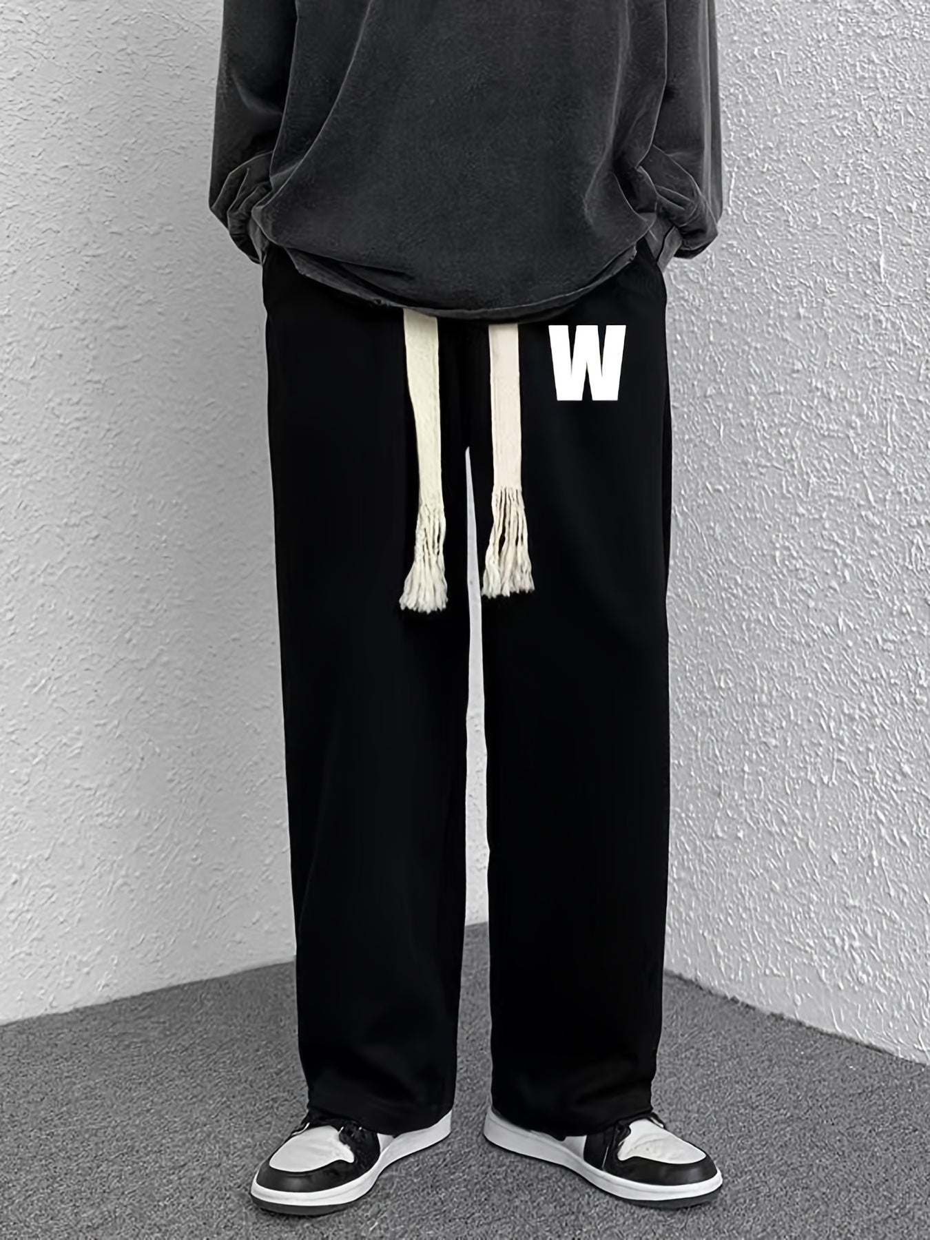 Men's Loose Fit Letter W Drawstring Pants Spring/Fall