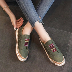 Women's Hollow Out Flat Shoes Breathable Round Toe Slip On Walking Shoes