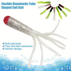 7pcs Tube Baits Soft Plastic Fishing Lure Grub Worm For Bass