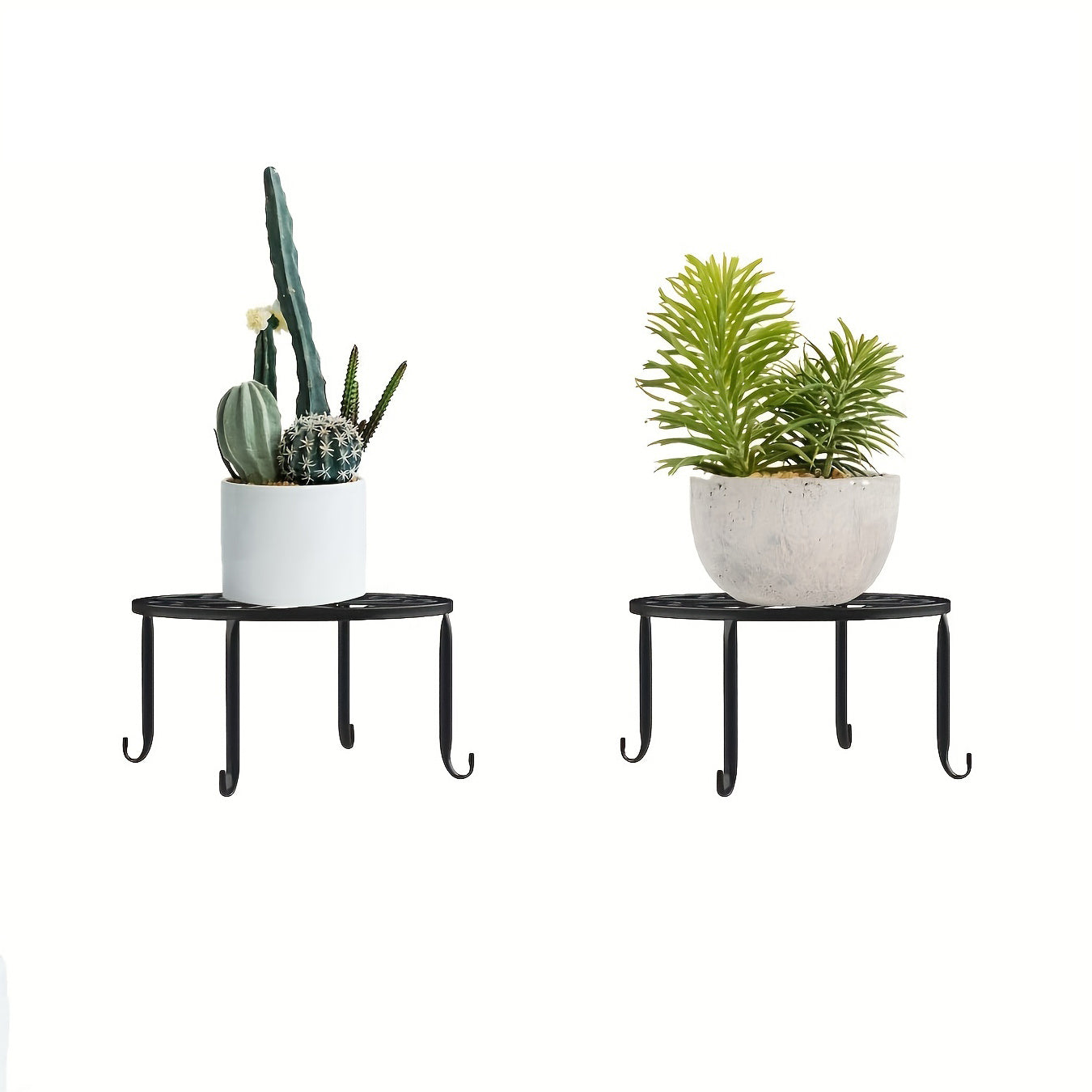 Metal Plant Stand Round Wrought Iron Flower Planter Pot Rack