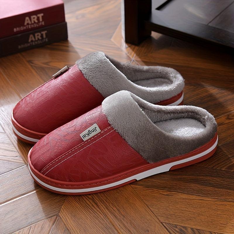 Men's Cozy Fleece Slides Soft Slippers Plush Non-slip Home Shoes