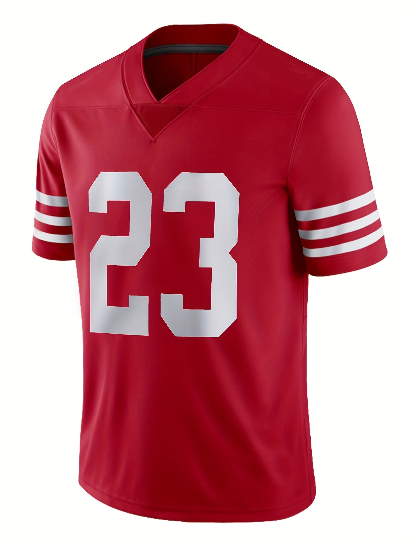 Men's #13 Red Rugby Jersey V Neck Shirt