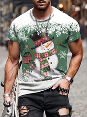 Snowman Print Men's Graphic T-shirt for Summer