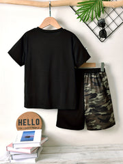 Boys Camouflage Casual Outfit T shirt & Shorts Kids Summer Clothes Sets