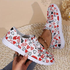 Women's Skateboard Shoes Hearts & Patterns Flat Lightweight Lace-up Canvas Shoes