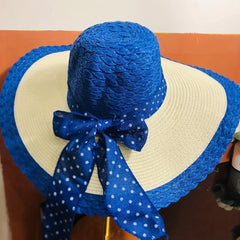 Wide Brim Bowknot Straw Sun Hat Beach Travel Sunscreen Hat